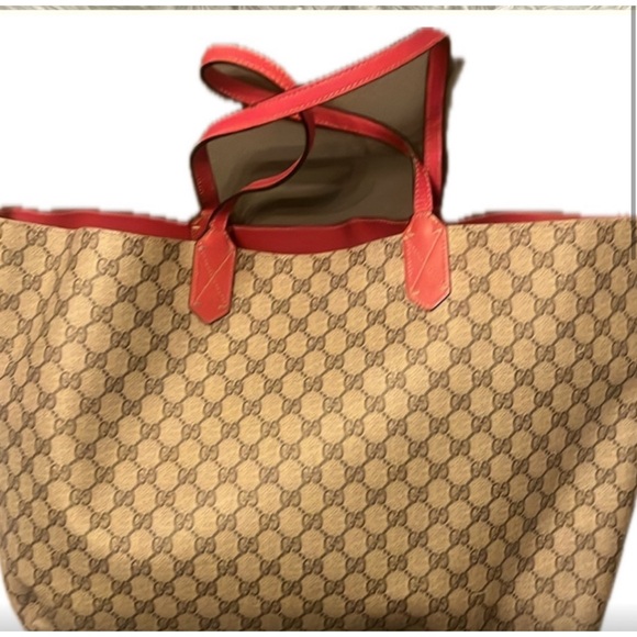 Gucci Reversible Tote Bag Red AS IS NO RETURN - Picture 2 of 7